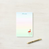 Rode Flamingo en Rietplanten in Pasteltinten Post-it® Notes (Op bureau)