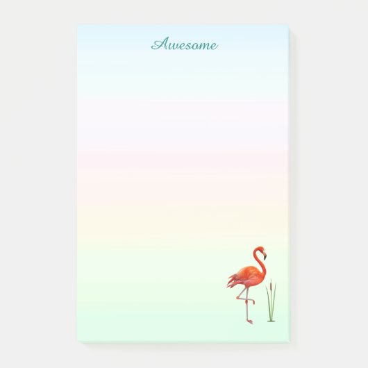 Rode Flamingo en Rietplanten in Pasteltinten Post-it® Notes (Voorkant)