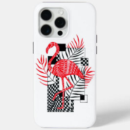 Rode Flamingo en Tropische Palmbladeren Patroon iPhone 15 Pro Max Hoesje