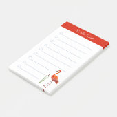 Rode flamingo & kalligrafie op wit gelinieerd post-it® notes (Schuin)