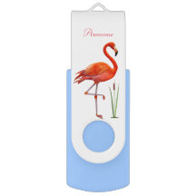 Rode flamingo met kalligrafie op wit