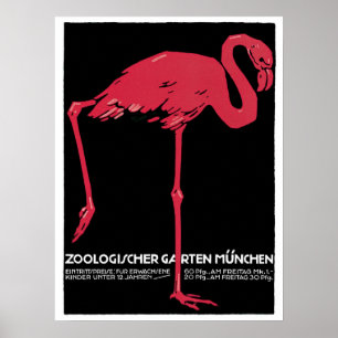 Rode flamingo München dierentuin Poster