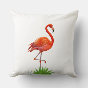 Rode Flamingo & Tropische Palmbladeren Worp Kussen