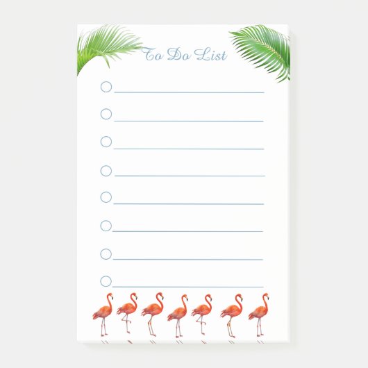 Rode Flamingo's & Groene Palmbladeren Dingen om Te Post-it® Notes (Voorkant)