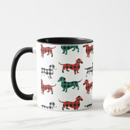 Rode flanel kerstdashonden mok