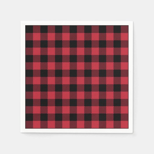 Rode flanel rustieke papieren servetten (Voorkant)