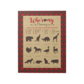 Rode Flanel Wie is mijn Mama Baby Dier Douche Spel Notitieblok (Linkerzijde)