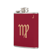 Rode fles met monogram - Zodiac - Maagd Heupfles (Links)
