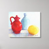 Rode Fles Still Leven Olie Schilderij Canvasprint Canvas Afdruk (Voorkant)