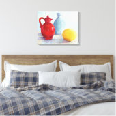 Rode Fles Still Leven Olie Schilderij Canvasprint Canvas Afdruk (Insitu (Slaapkamer))