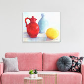 Rode Fles Still Leven Olie Schilderij Canvasprint Canvas Afdruk (Insitu (Woonkamer))