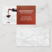 Rode fles wijn gieten | leren steek visitekaartje (Voorkant / Achterkant)