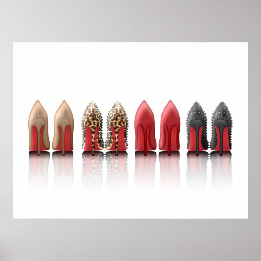 Rode flessen Stilettos hakken collectie Poster (Voorkant)