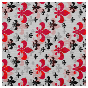 Rode Fleur De Lis op wit Stof