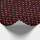 Rode Fleur-de-lis op zwart Cadeaupapier (Hoek)