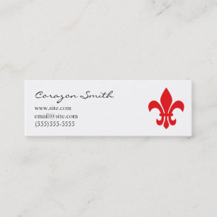 Rode Fleur de Lis Slanke Zakelijke Kaart Mini Visitekaartje