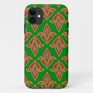 Rode Fleur-de-lys, Groene Achtergrond, Goud-effect iPhone 11 Hoesje