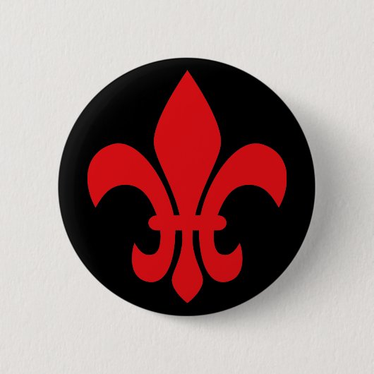 Rode Fleur de Lys Ronde Button 5,7 Cm (Voorkant)