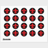 Rode Fleur de Lys Ronde Sticker (Vel)