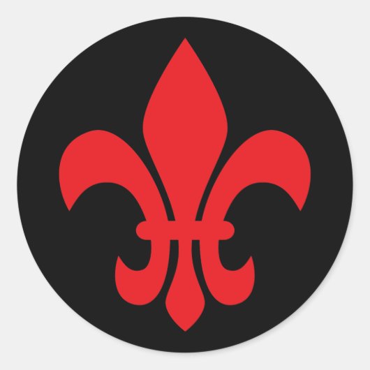 Rode Fleur de Lys Ronde Sticker (Voorkant)