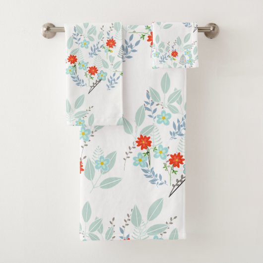 Rode Flora-loof Bad Handdoek (Insitu)