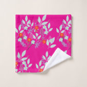 Rode Flora-loofwerk Heet Roze Bad Handdoek (Wasdoekje)