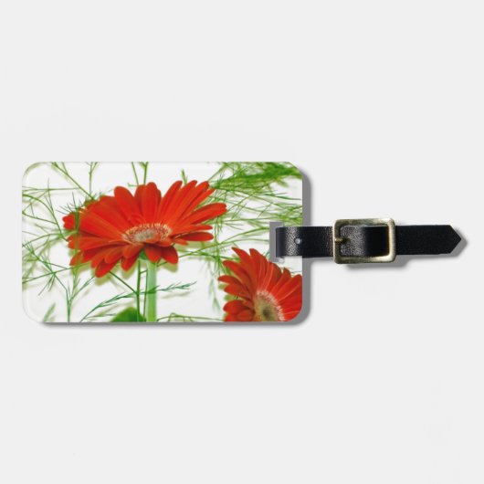 Rode Floral Bagagelabel (Voorkant horizontaal)