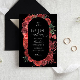 Rode Floral Black Vrijgezellenfeest Kaart