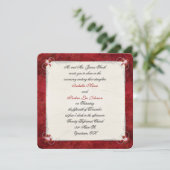 Rode Floral Border Wedding Kaart (Staand voorkant)