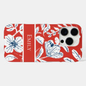 Rode Floral Case-Mate iPhone Case (Achterkant (horizontaal))