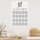 Rode Floral Crest 20-tafel bruiloft Poster (Keuken)