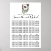 Rode Floral Crest 20-tafel bruiloft Poster (Voorkant)