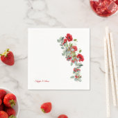 Rode Floral Eucalyptus Weddenschap Cocktail Servet (Insitu)