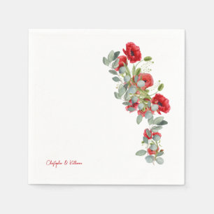 Rode Floral Eucalyptus Weddenschap Cocktail Servet