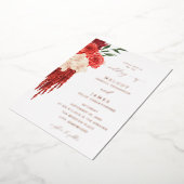 Rode Floral Folie Weddenschap Folie Uitnodiging (Gedraaid)