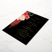 Rode Floral Folie Weddenschap - Zwart Uitnodiging (Gedraaid)