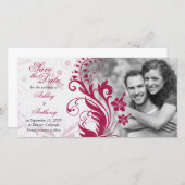  Rode Floral Foto Weddenschap Save the Date (Voorkant / Achterkant)