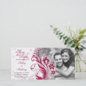  Rode Floral Foto Weddenschap Save the Date (Staand voorkant)