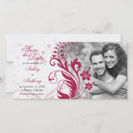  Rode Floral Foto Weddenschap Save the Date