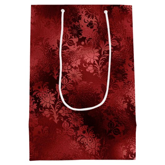 Rode Floral Medium Cadeauzakje (Achterkant)