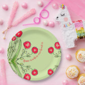 Rode Floral met groenboek Bord (Feest)