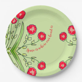 Rode Floral met groenboek Bord