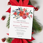 Rode Floral met kerstmis in Poinsettia Winter Wedd Kaart