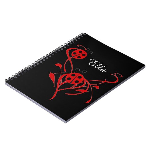 Rode Floral met Notitieboek van het Monogram Ladyb (Linkerzijde)