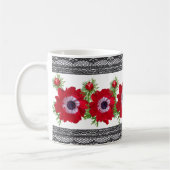 Rode Floral met zwarte rand Koffiemok (Links)