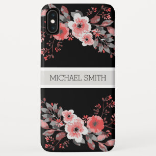 Rode Floral Modern Black Elegant Name Case-Mate iPhone Case