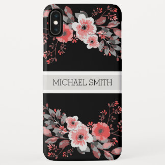 Rode Floral Modern Black Elegant Name Case-Mate iPhone Case