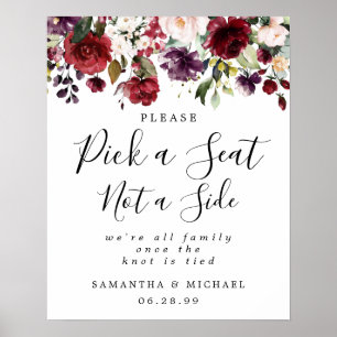 Rode Floral pik een stoel zonder zijband Poster