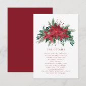 Rode Floral Poinsettia kerstbruiloft - Gegevens Informatiekaartje (Voorkant / Achterkant)