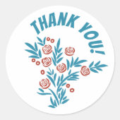 Rode Floral Ronde Sticker (Voorkant)